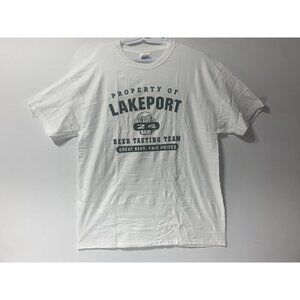 VINTAGE Lakeport Beer Tasting Team Tshirt Retro XL White Hanes Heavyweight